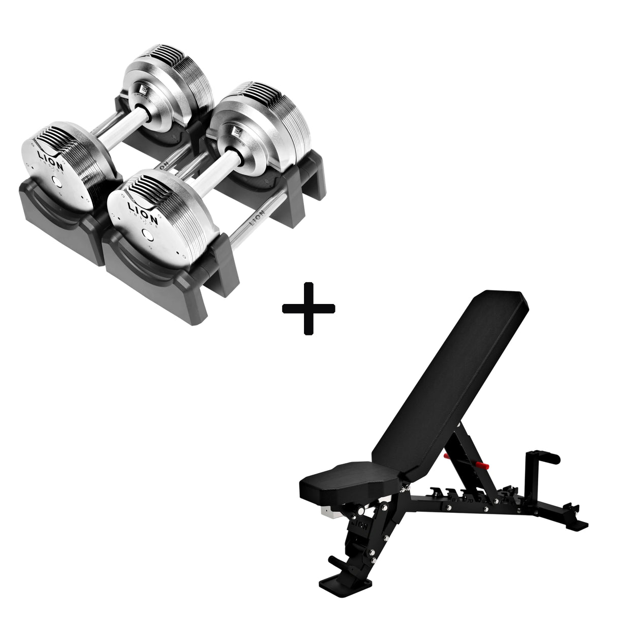 Basis Homegym Bundle – Titansilber-Hanteln + Fitnessbank
