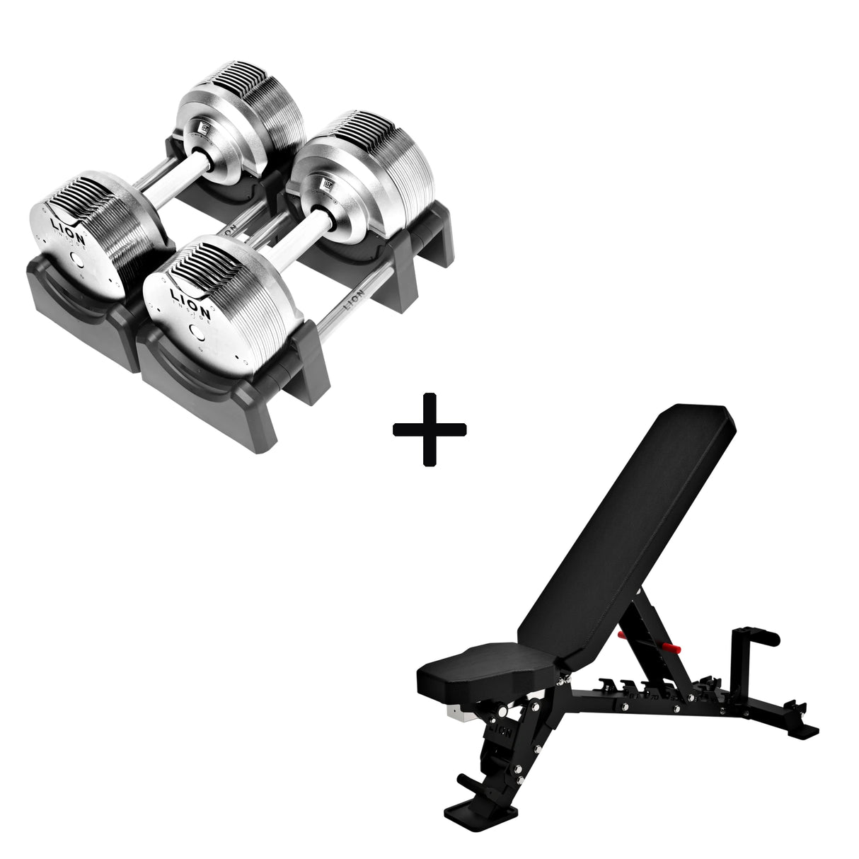 Basis Homegym Bundle – Titansilber-Hanteln + Fitnessbank