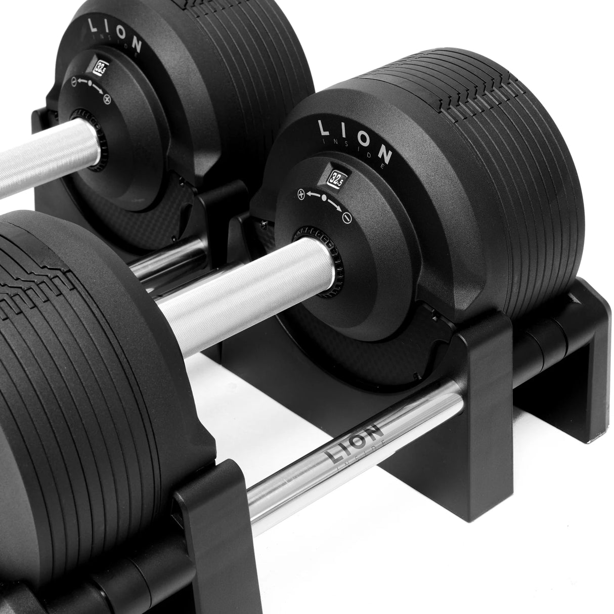Lion BlackValor V5 verstelbare dumbbells set 4–32,5 kg – premium dumbbells kopen