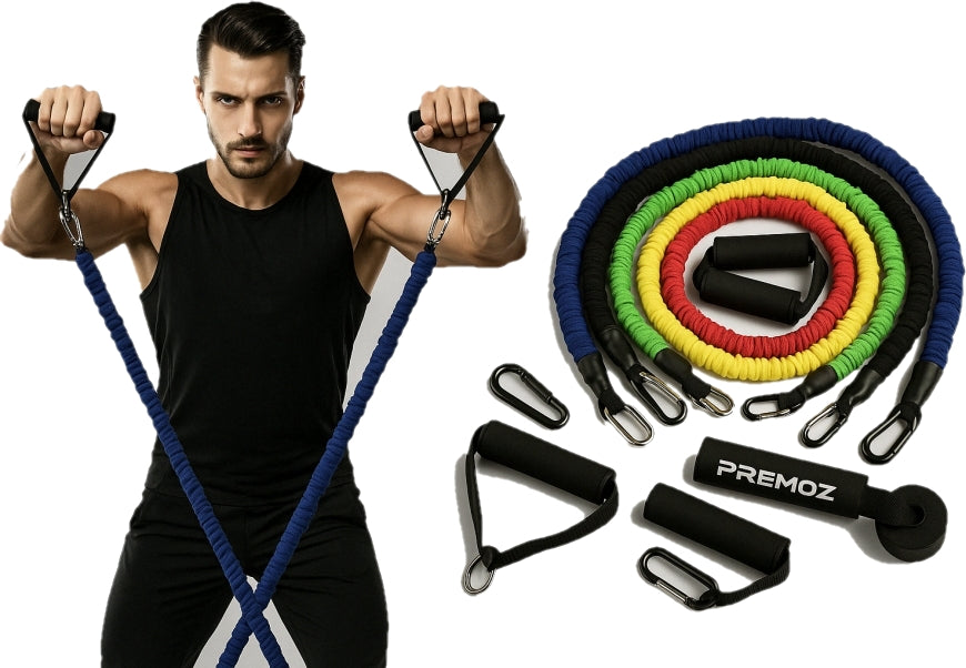 Premoz® FlexPro Resistance Band Set – 11-delige premium fitnessset - LIONINSIDE