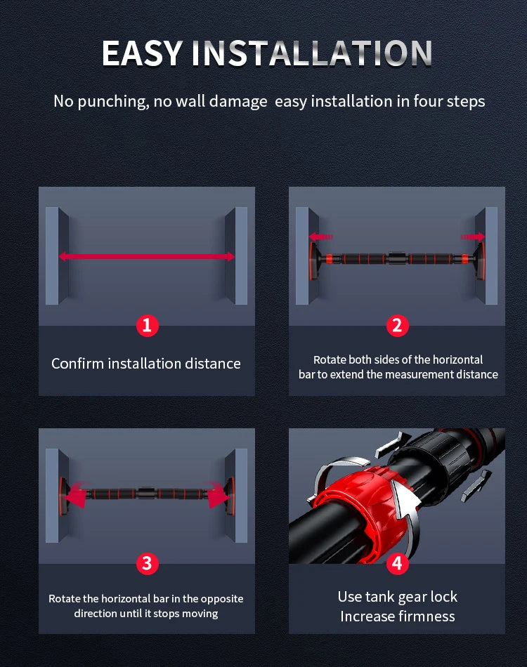 Verstelbare Pull-Up Bar extra stevig voor de deur tot 250 kg - LIONINSIDE