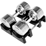 Pro Homegym-Bündel – 41,5 kg Titansilver-Hanteln + Valorforge-Hantelbank + TitanRack 