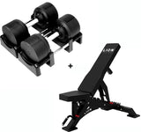Basis Homegym Bundel – BlackValor dumbbells + Fitnessbank