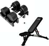 Basis Homegym Bundel – 41,5 kg BlackValor dumbbells + Valoredge Fitnessbank