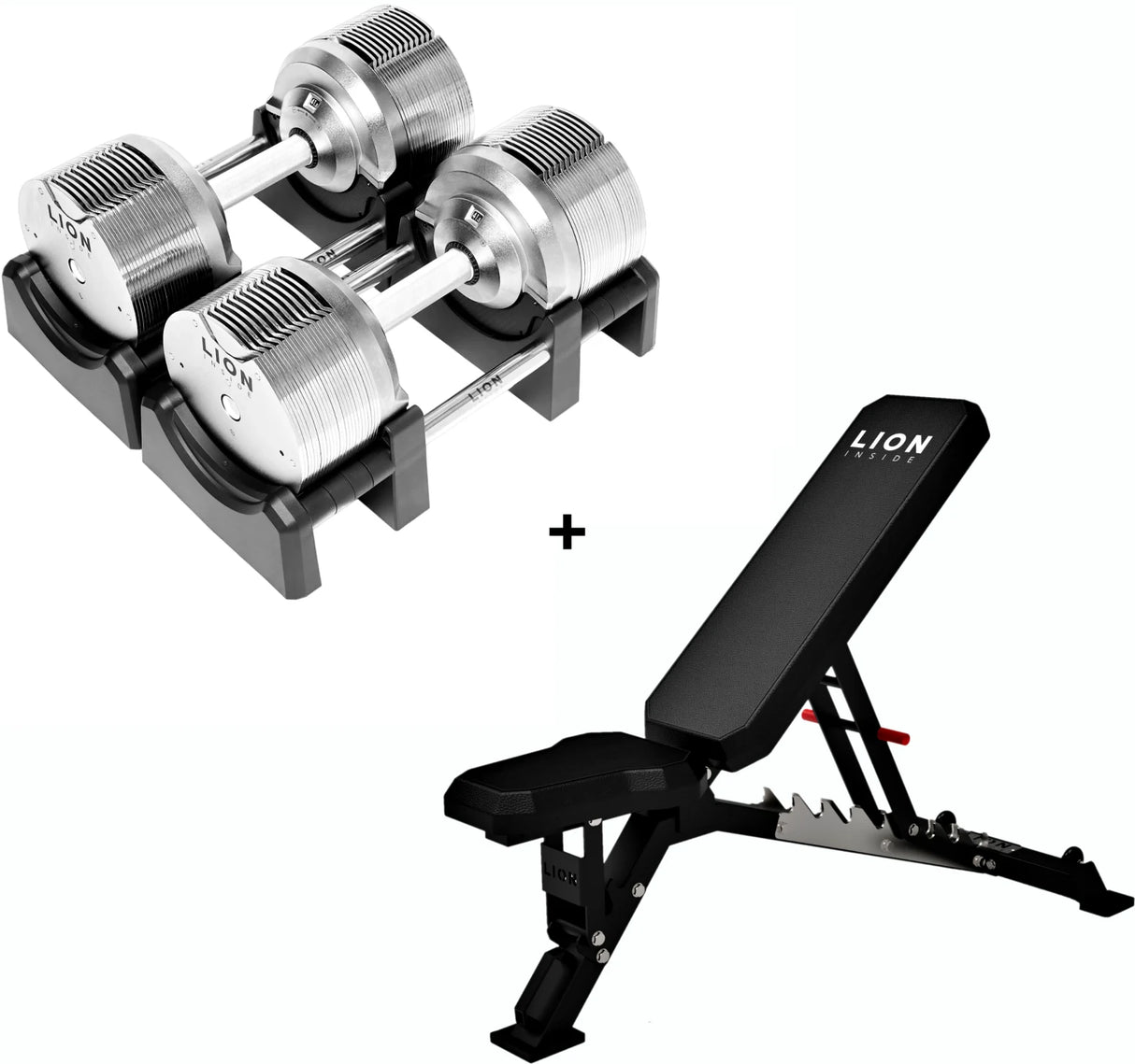 Basis Homegym-Bundle – 41,5 kg Titansilver-Hanteln + Valoredge-Fitnessbank 