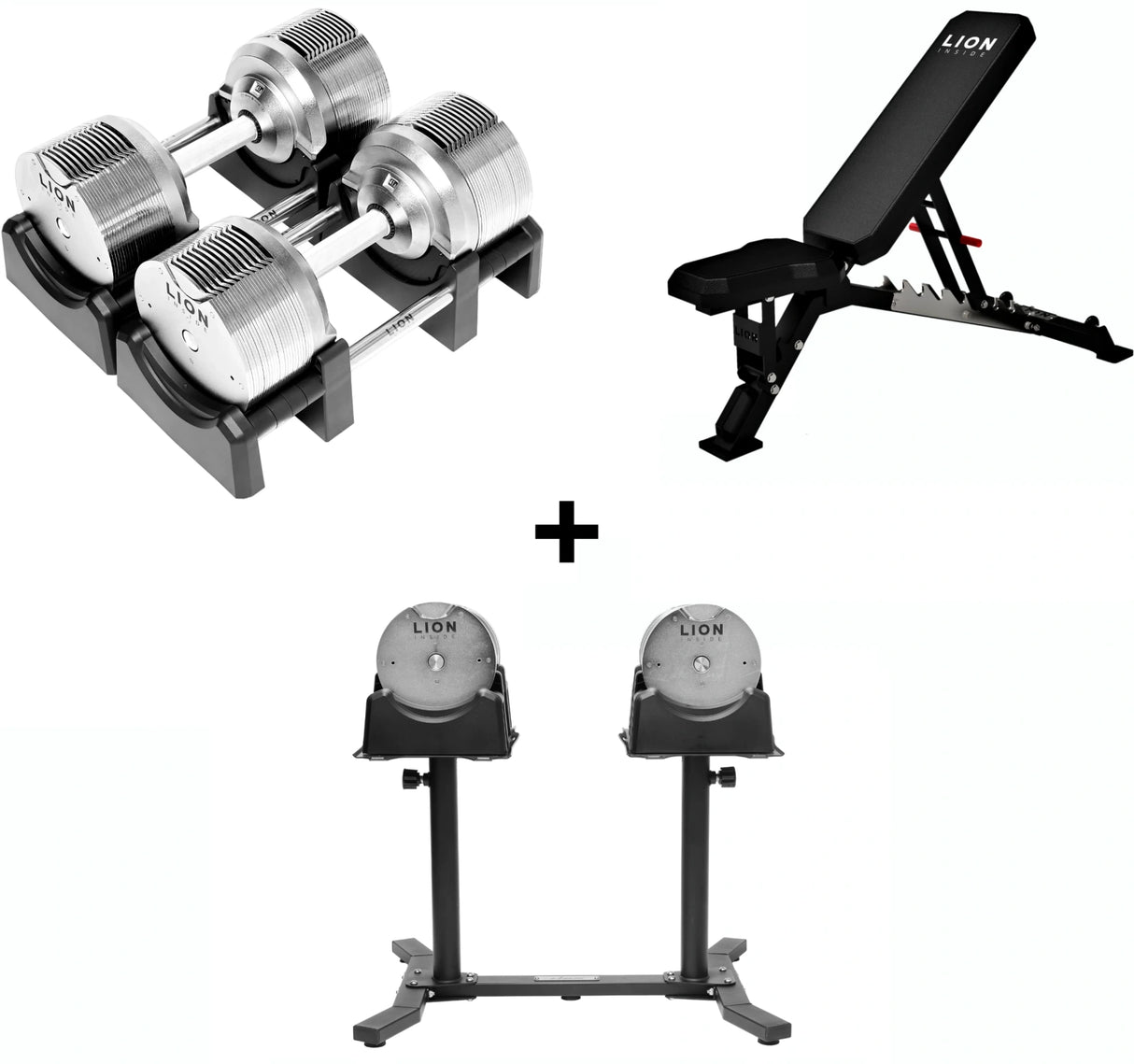 Komplettes Homegym-Bundle – 41,5 kg Titansilver-Hanteln + Valoredge-Hantelbank + FlexRack 