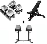 Compleet Homegym Bundel – Titansilver Dumbbells + Fitnessbank + FlexRack