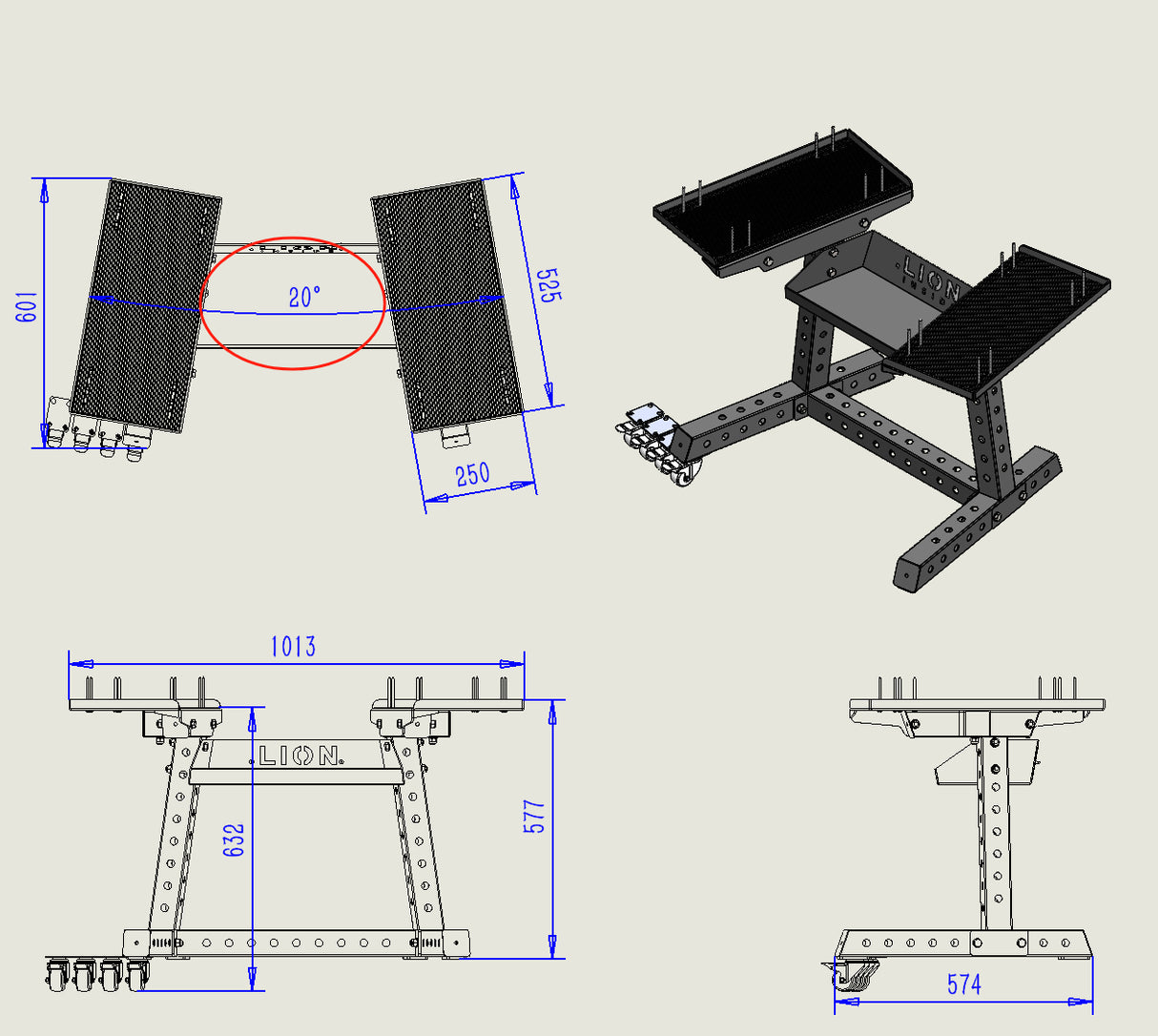 LION® TitanRack™ PRO – Stevig Dumbbell Rek met Wielen | Heavy-Duty Halterstandaard - LIONINSIDE