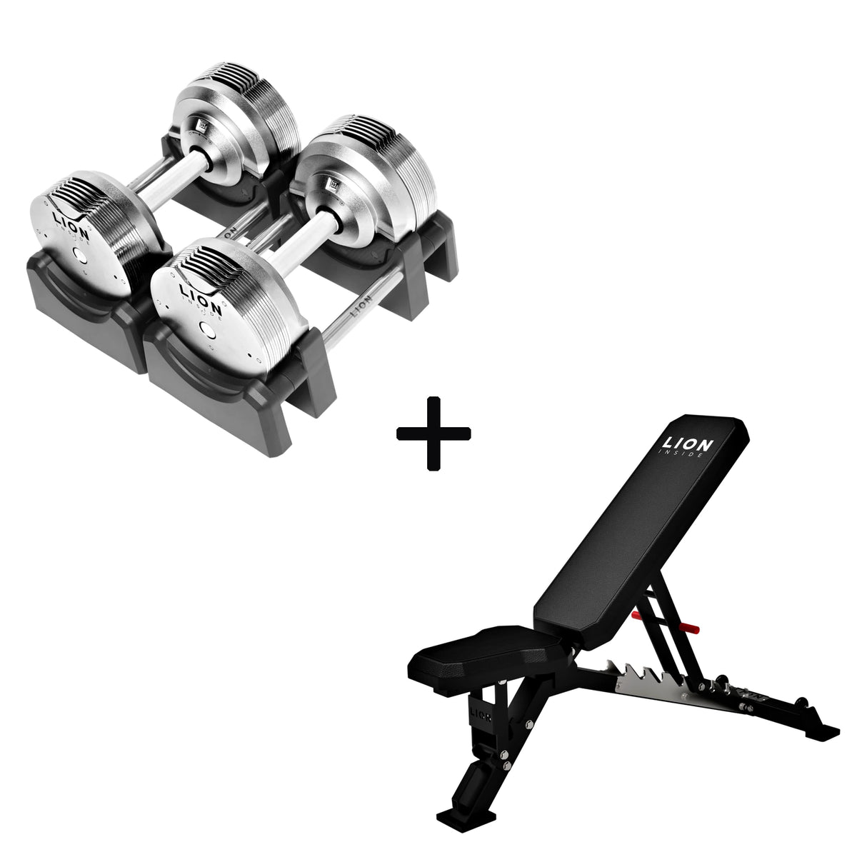 Basis Homegym Bundle – Titansilber-Hanteln + Fitnessbank 