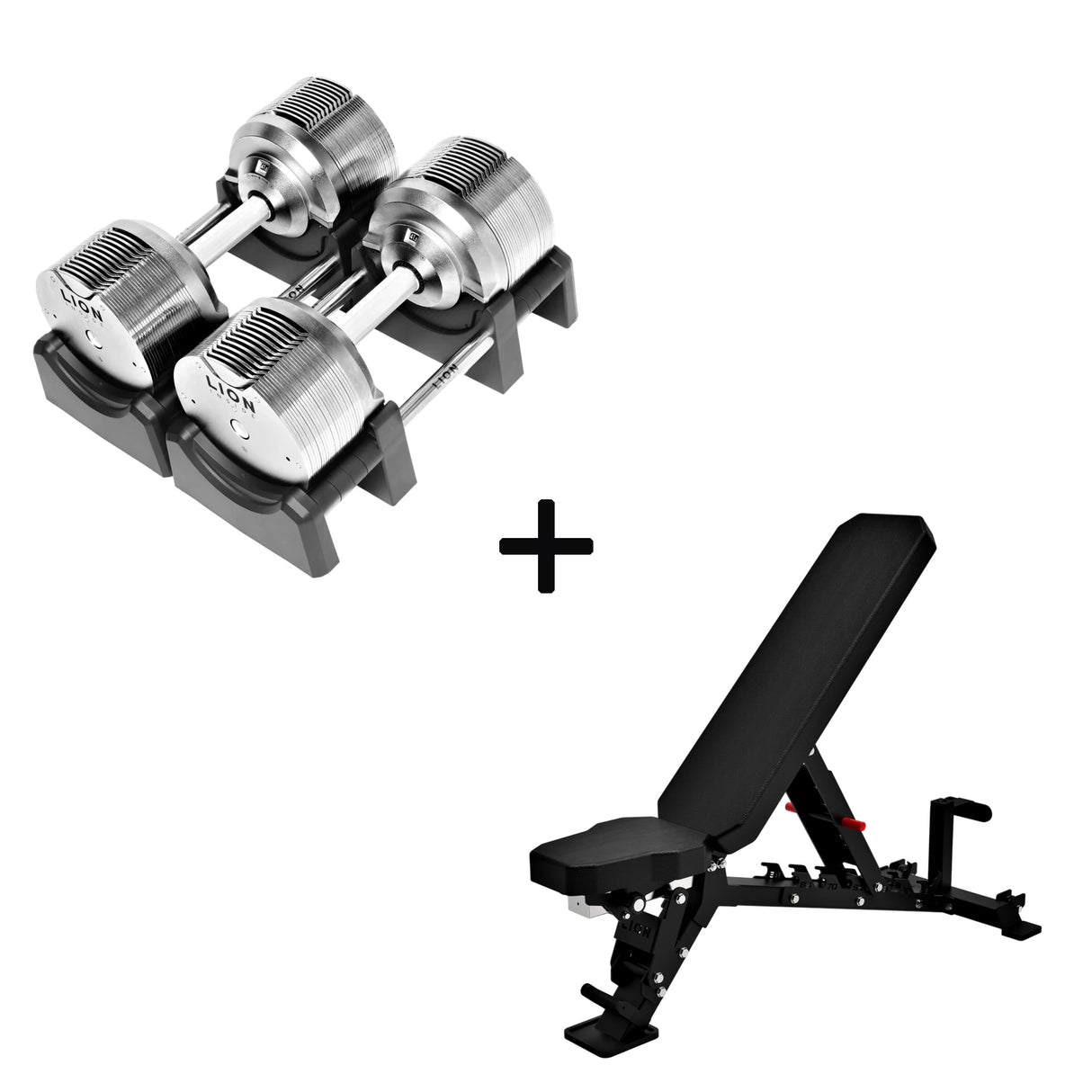Basis Homegym Bundle – Titansilber-Hanteln + Fitnessbank 