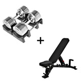 Basis Homegym Bundle – Titansilber-Hanteln + Fitnessbank 