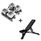Basis Homegym Bundle – Titansilber-Hanteln + Fitnessbank 