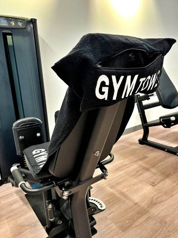 The Long Gym Towel - Fitness sports towel with zipper/storage pocket - LIONINSIDE