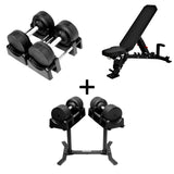Pro Homegym Bundel – BlackValor Dumbbells + Fitnessbank + Rack