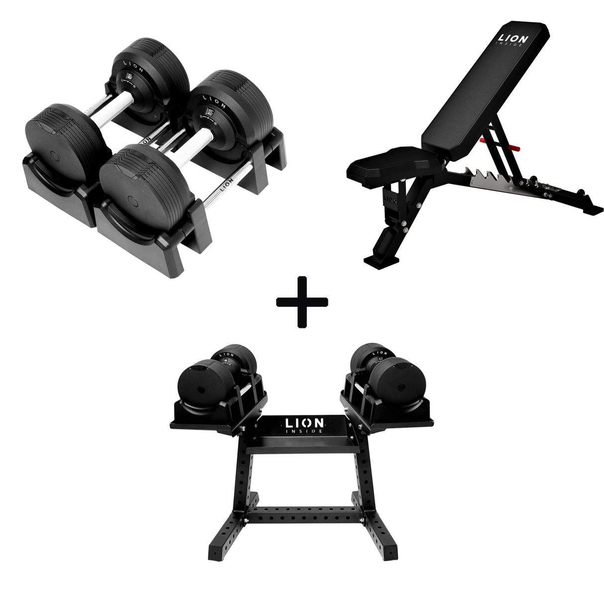 Pro Homegym Bundel – BlackValor Dumbbells + Fitnessbank + Rack