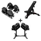 Pro Homegym Bundel – BlackValor Dumbbells + Fitnessbank + Rack