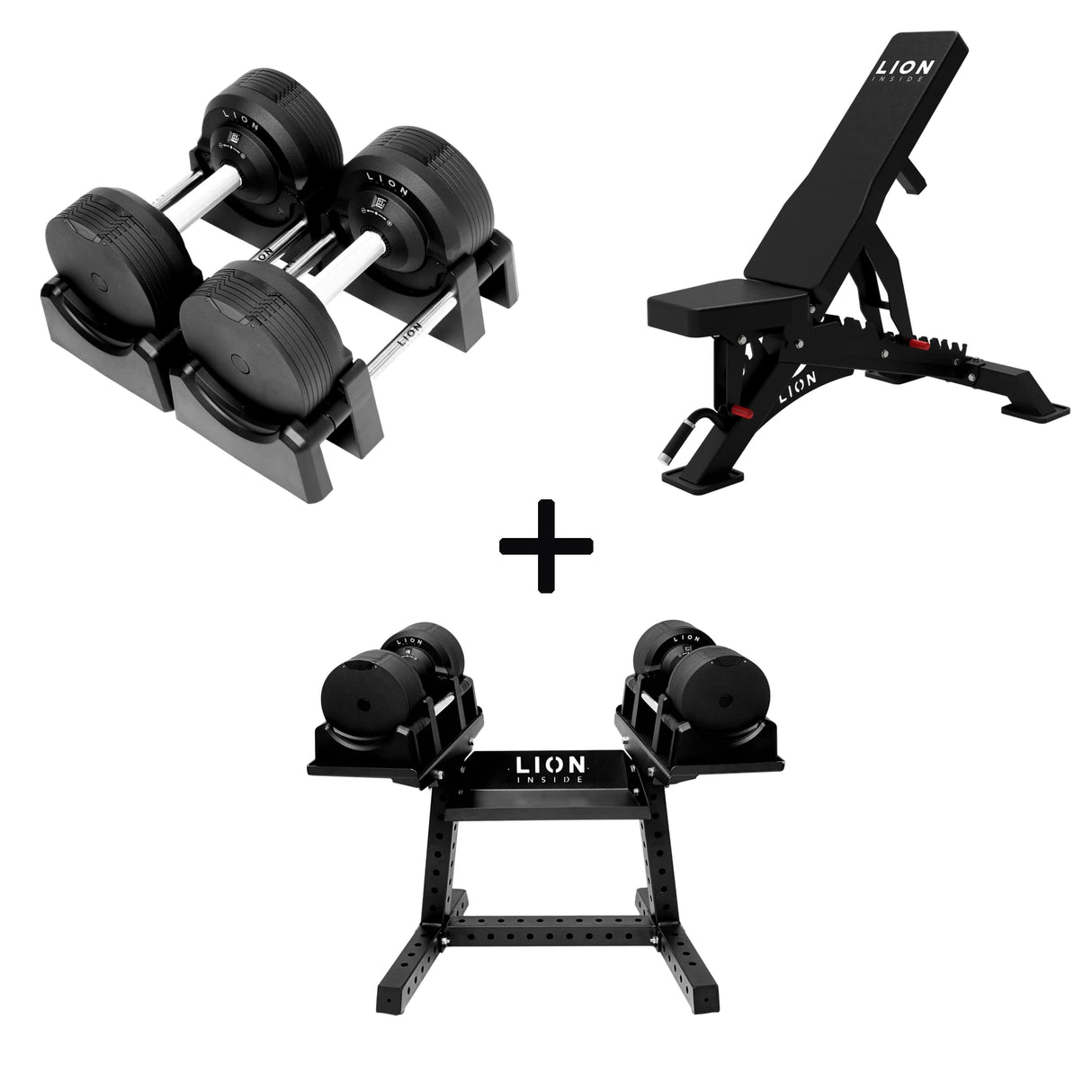 Pro Homegym Bundel – BlackValor Dumbbells + Fitnessbank + Rack