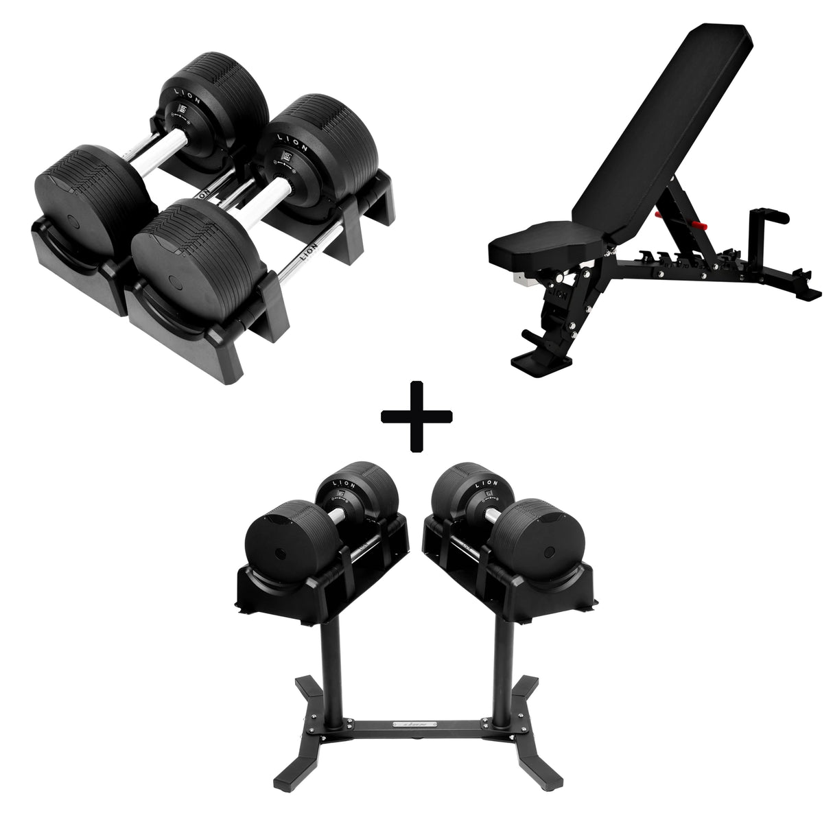 Pro Homegym Bundel – BlackValor Dumbbells + Fitnessbank + Rack