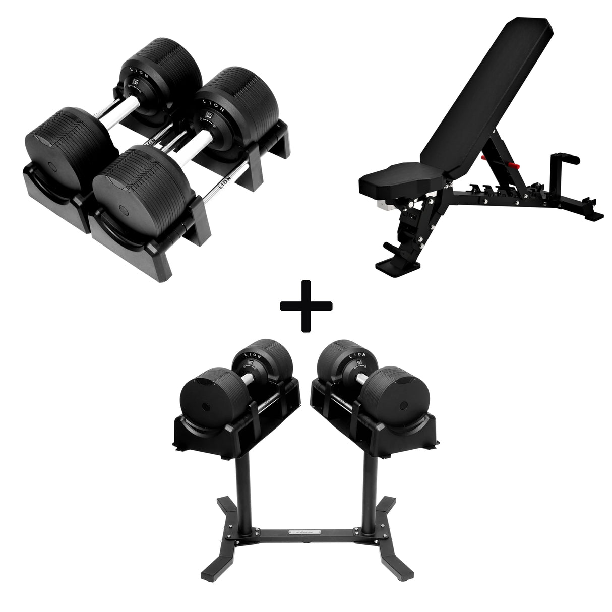 Pro Homegym Bundel – BlackValor Dumbbells + Fitnessbank + Rack