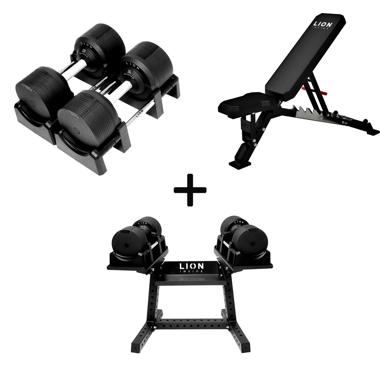 Pro Homegym Bundel – BlackValor Dumbbells + Fitnessbank + Rack