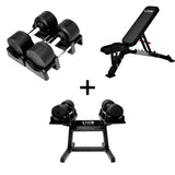 Pro Homegym Bundel – BlackValor Dumbbells + Fitnessbank + Rack